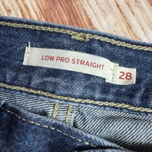 Levi's LOW PRO STRAIGHT Leg Sz 28 Blue Distressed Jeans Denim Pants 29x29.5 - Picture 9 of 13